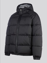 Mens Ripstop Hooded Puffer Jacket in Black