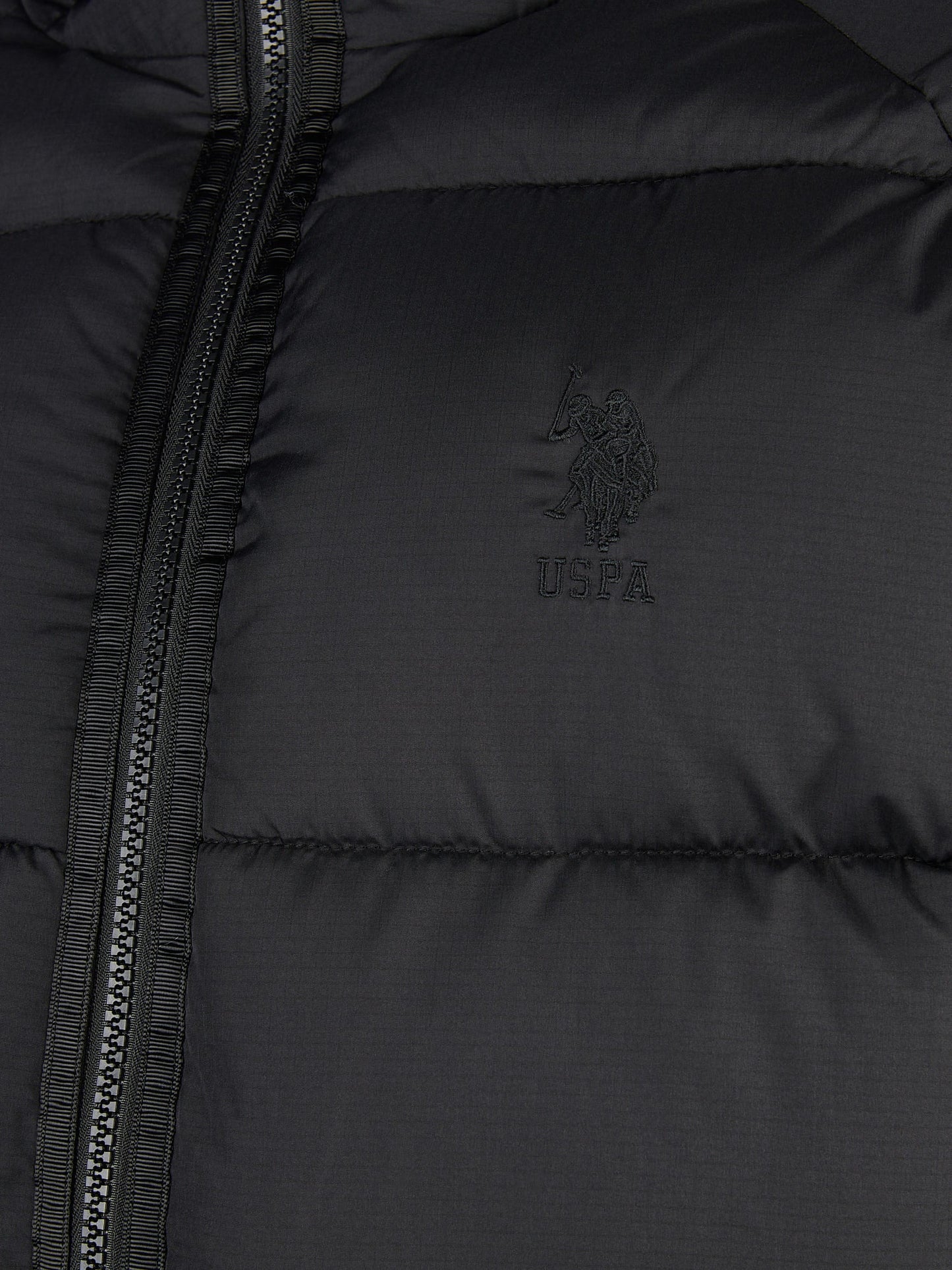 Mens Ripstop Hooded Puffer Jacket in Black