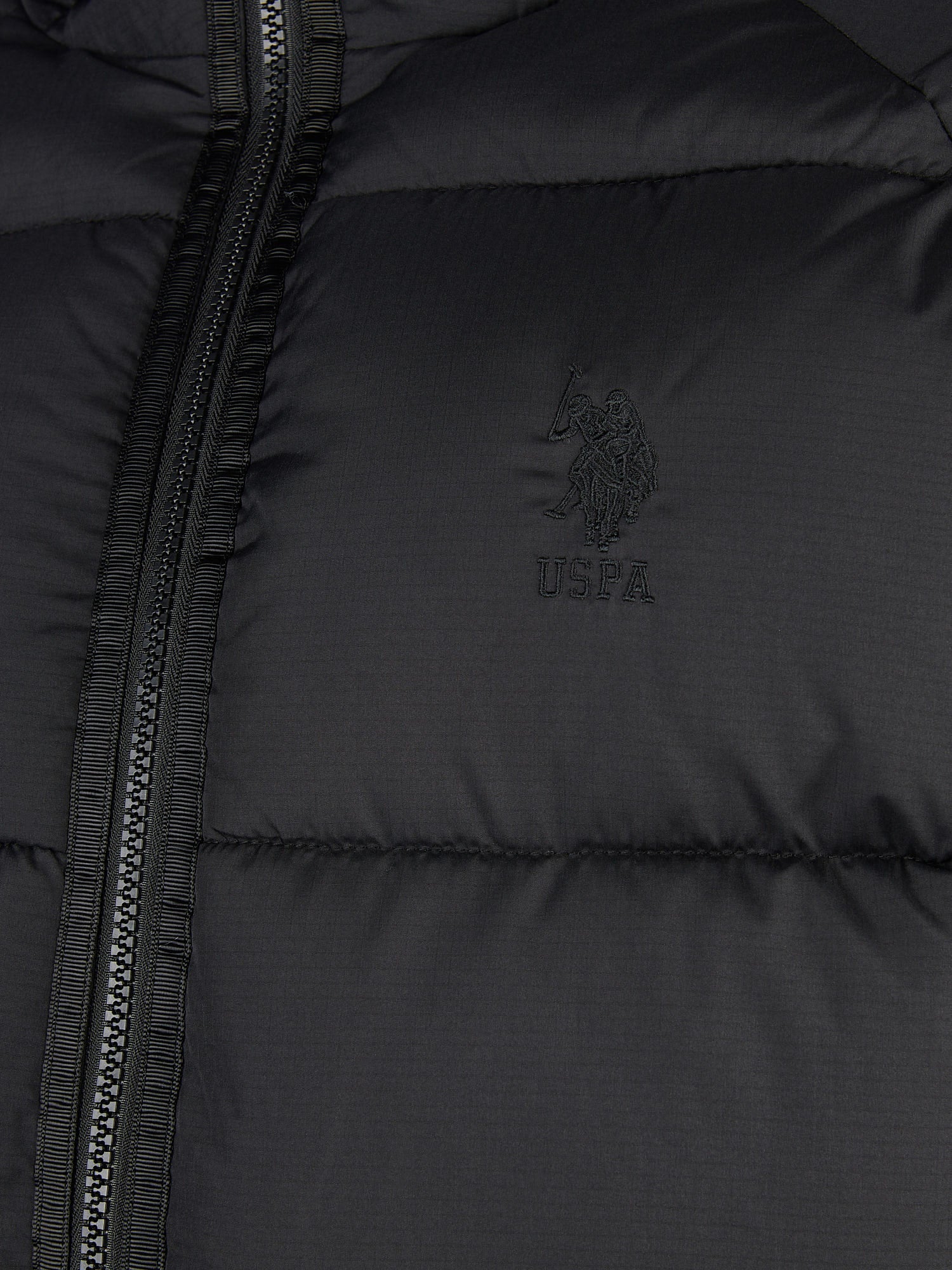 Mens Ripstop Hooded Puffer Jacket in Black