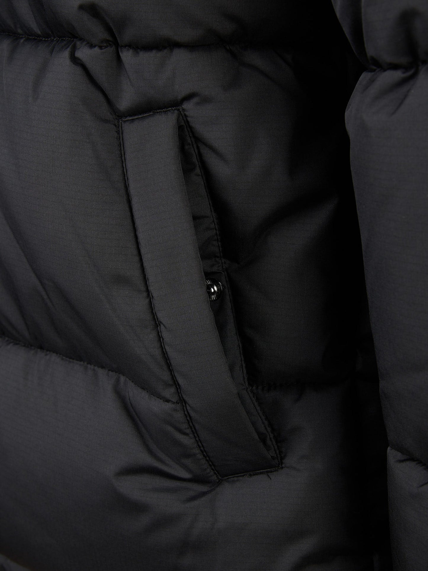 Mens Ripstop Hooded Puffer Jacket in Black