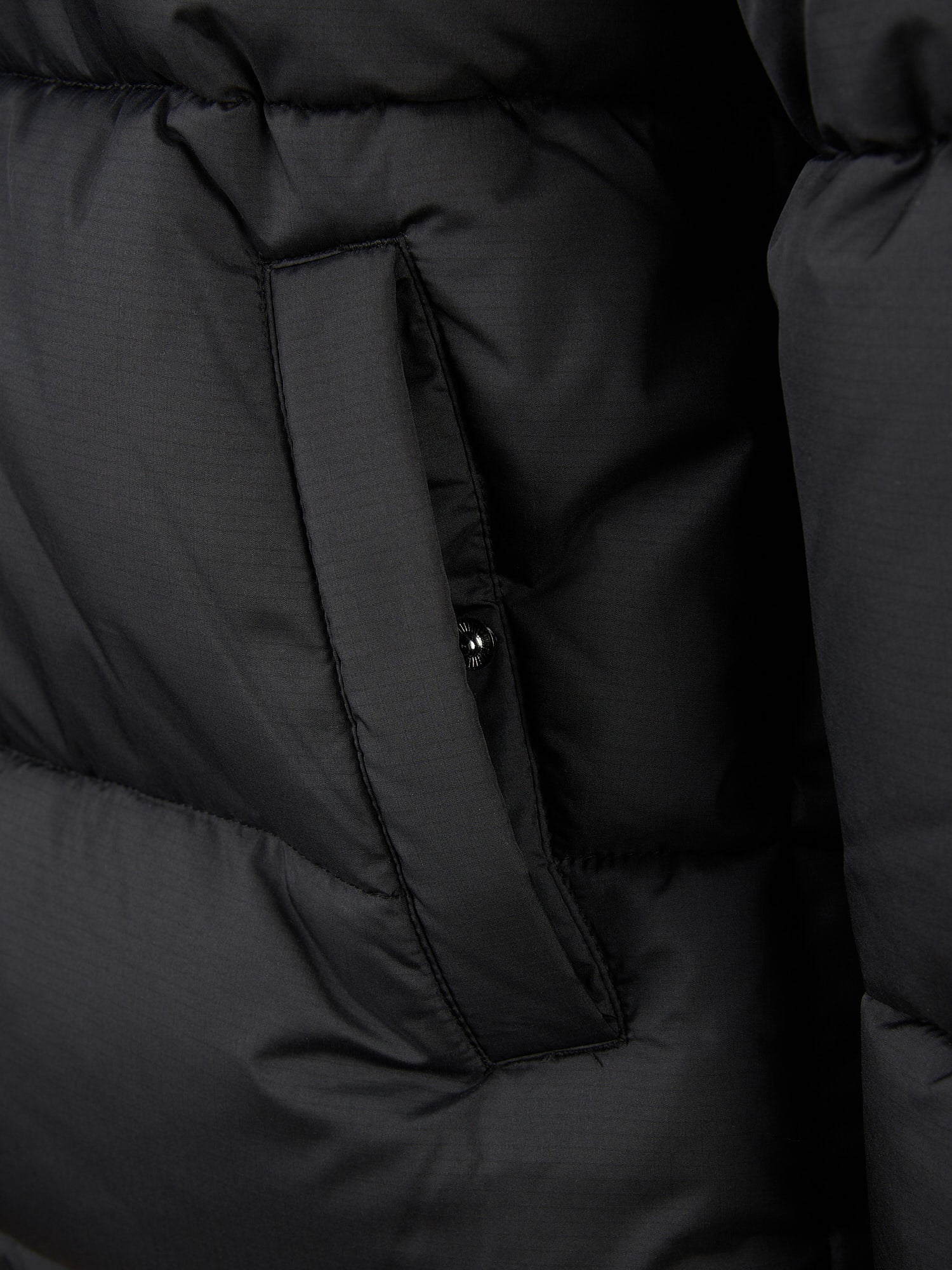 Mens Ripstop Hooded Puffer Jacket in Black