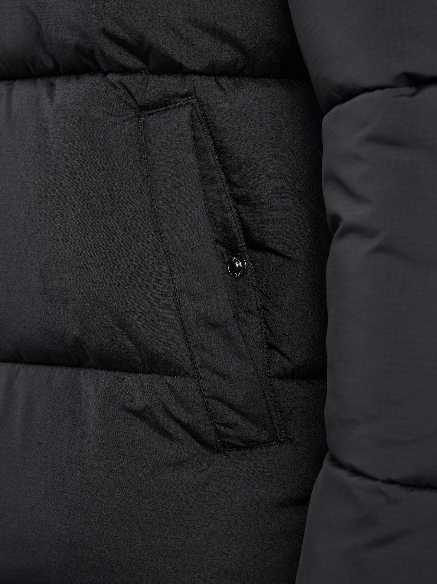 Mens Ripstop Hooded Puffer Jacket in Black
