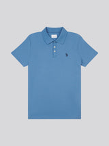 Mens Double Horsemen Jersey Polo Shirt in Blue Horizon