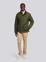 Mens Diamond Quilted Funnel Jacket in Forest Night