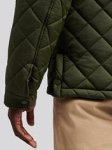 Mens Diamond Quilted Funnel Jacket in Forest Night