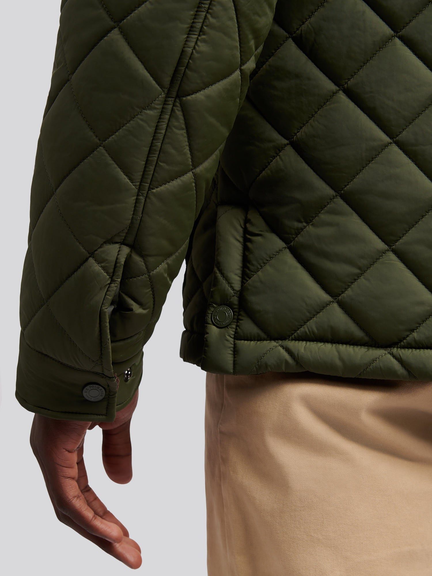 Mens Diamond Quilted Funnel Jacket in Forest Night