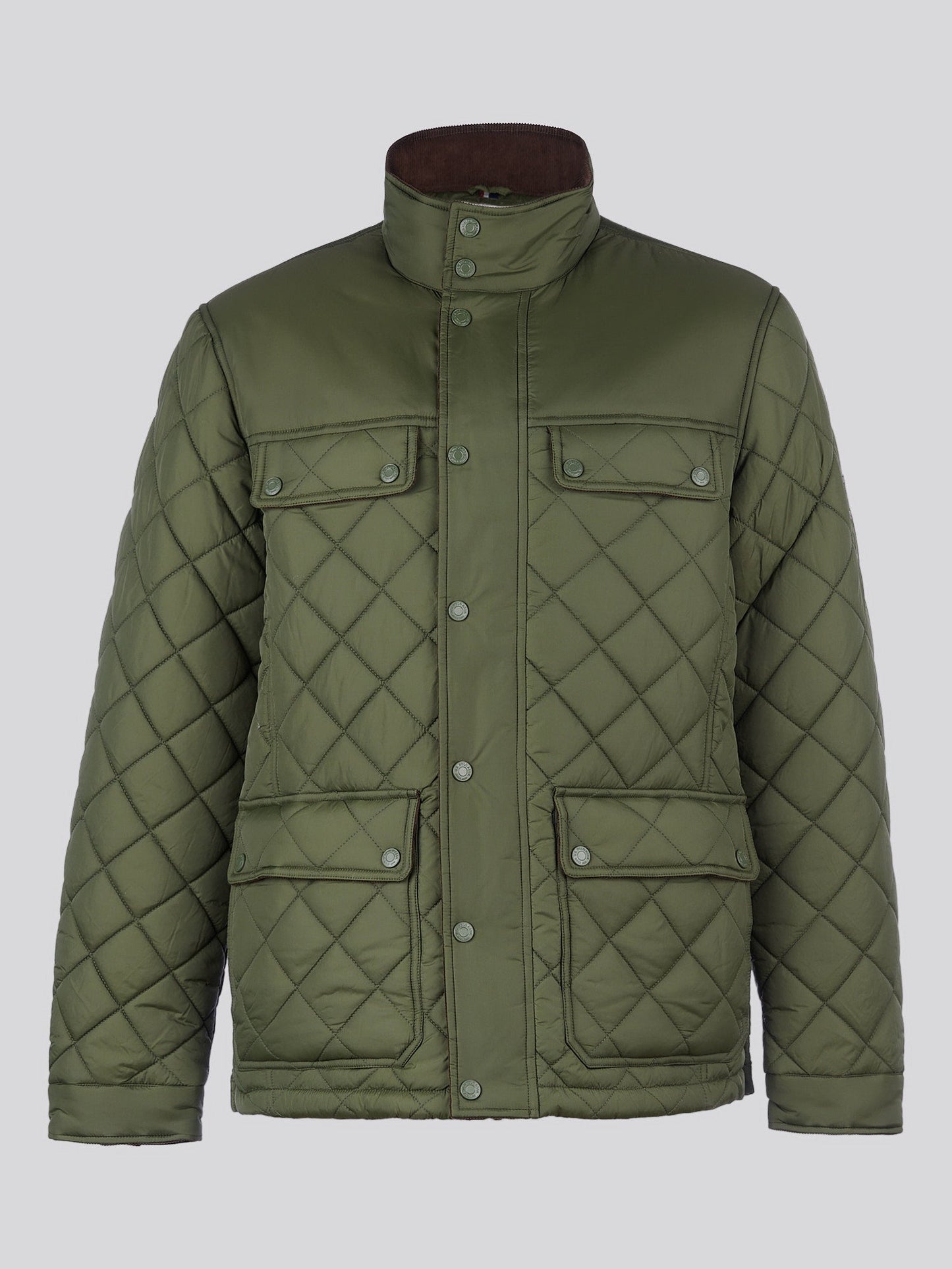 Mens Diamond Quilted Funnel Jacket in Forest Night