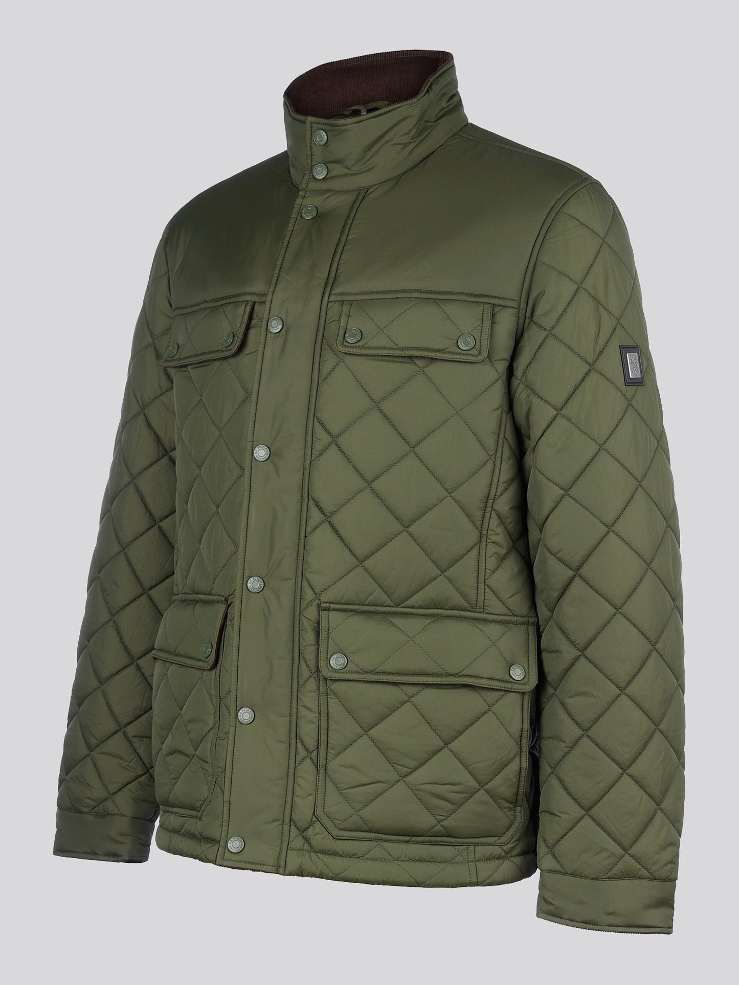 Mens Diamond Quilted Funnel Jacket in Forest Night