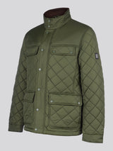 Mens Diamond Quilted Funnel Jacket in Forest Night