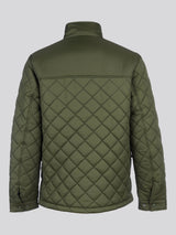 Mens Diamond Quilted Funnel Jacket in Forest Night