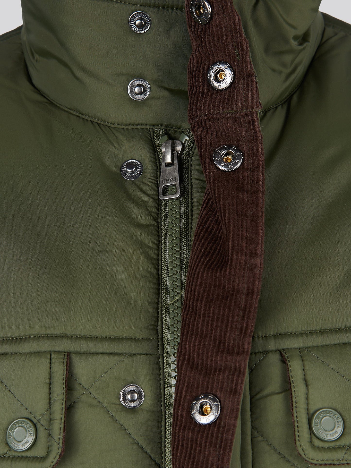 Mens Diamond Quilted Funnel Jacket in Forest Night