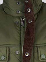 Mens Diamond Quilted Funnel Jacket in Forest Night