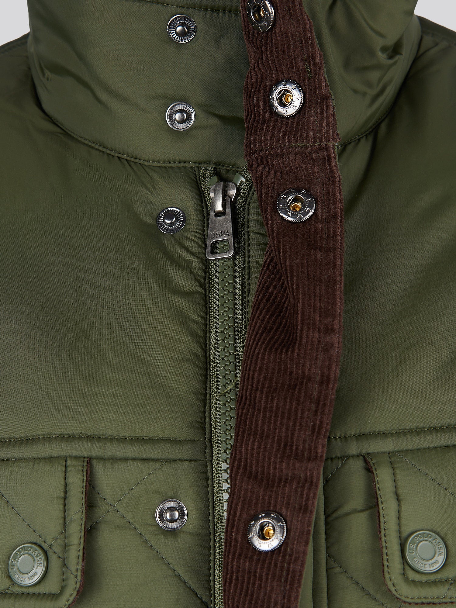 Mens Diamond Quilted Funnel Jacket in Forest Night