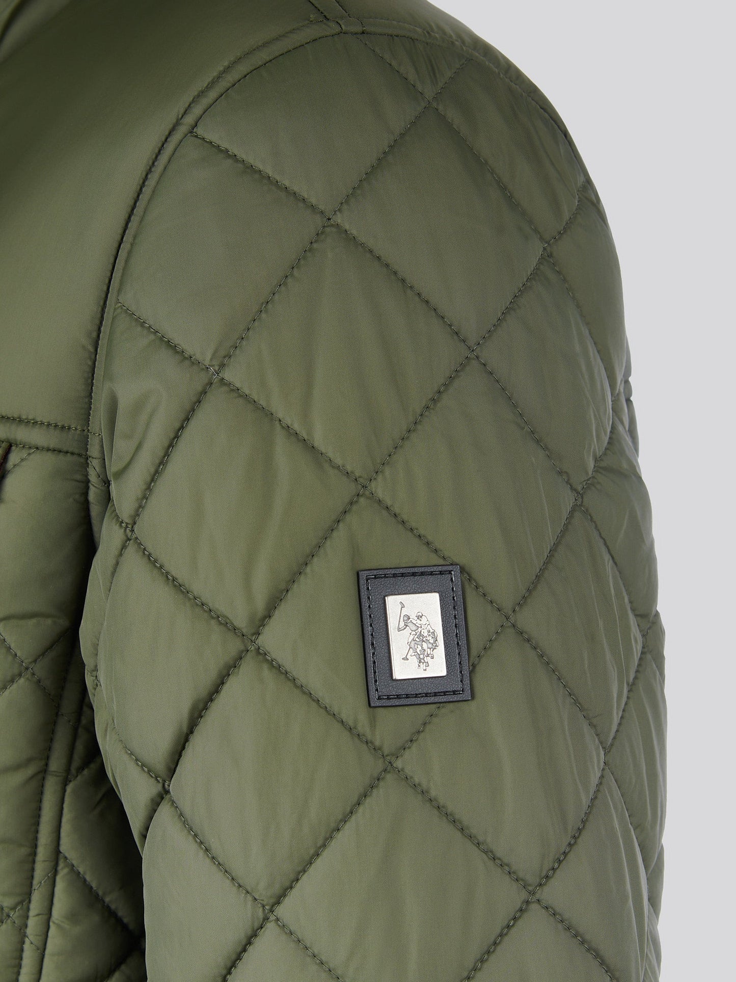 Mens Diamond Quilted Funnel Jacket in Forest Night