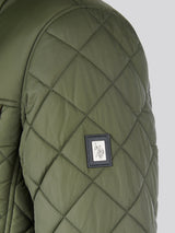 Mens Diamond Quilted Funnel Jacket in Forest Night