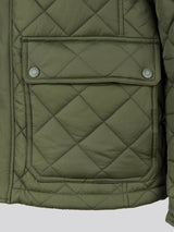 Mens Diamond Quilted Funnel Jacket in Forest Night