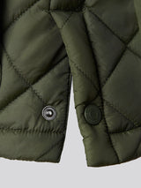 Mens Diamond Quilted Funnel Jacket in Forest Night