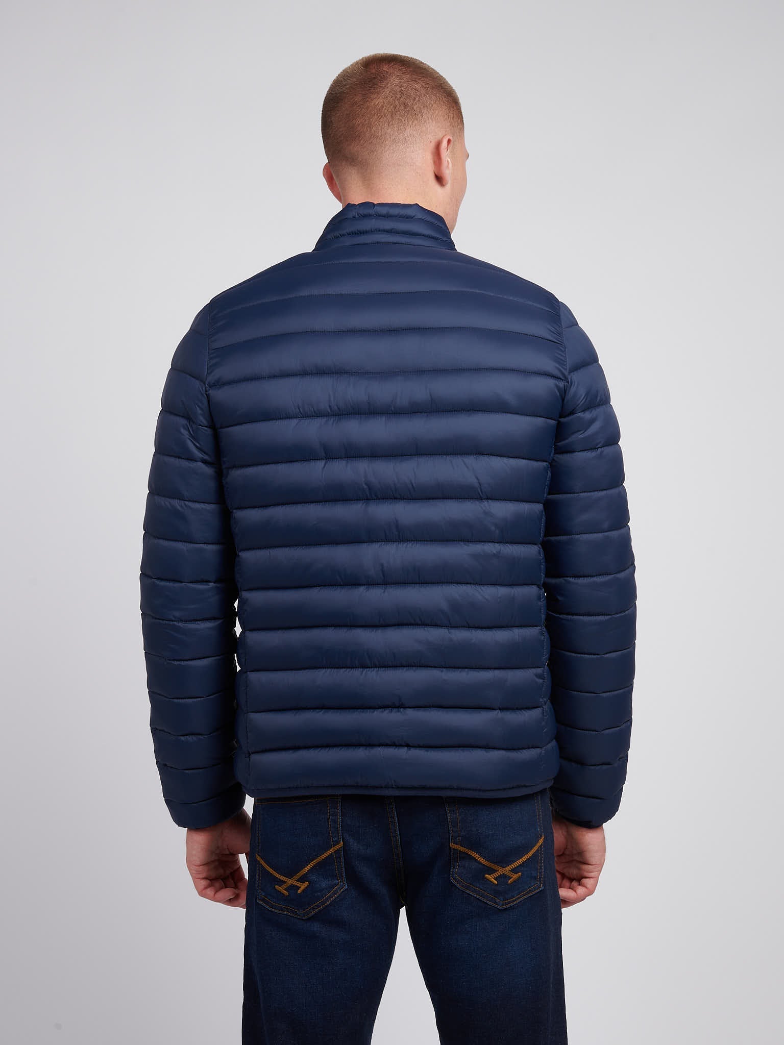 Mens Lightweight Bound Quilted Jacket Dark Sapphire Navy / Haute Red DHM