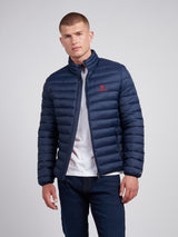 Mens Lightweight Bound Quilted Jacket Dark Sapphire Navy / Haute Red DHM
