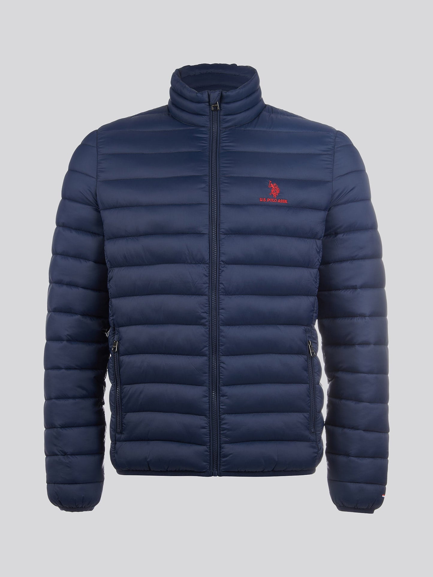 Mens Lightweight Bound Quilted Jacket Dark Sapphire Navy / Haute Red DHM