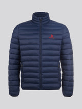 Mens Lightweight Bound Quilted Jacket Dark Sapphire Navy / Haute Red DHM