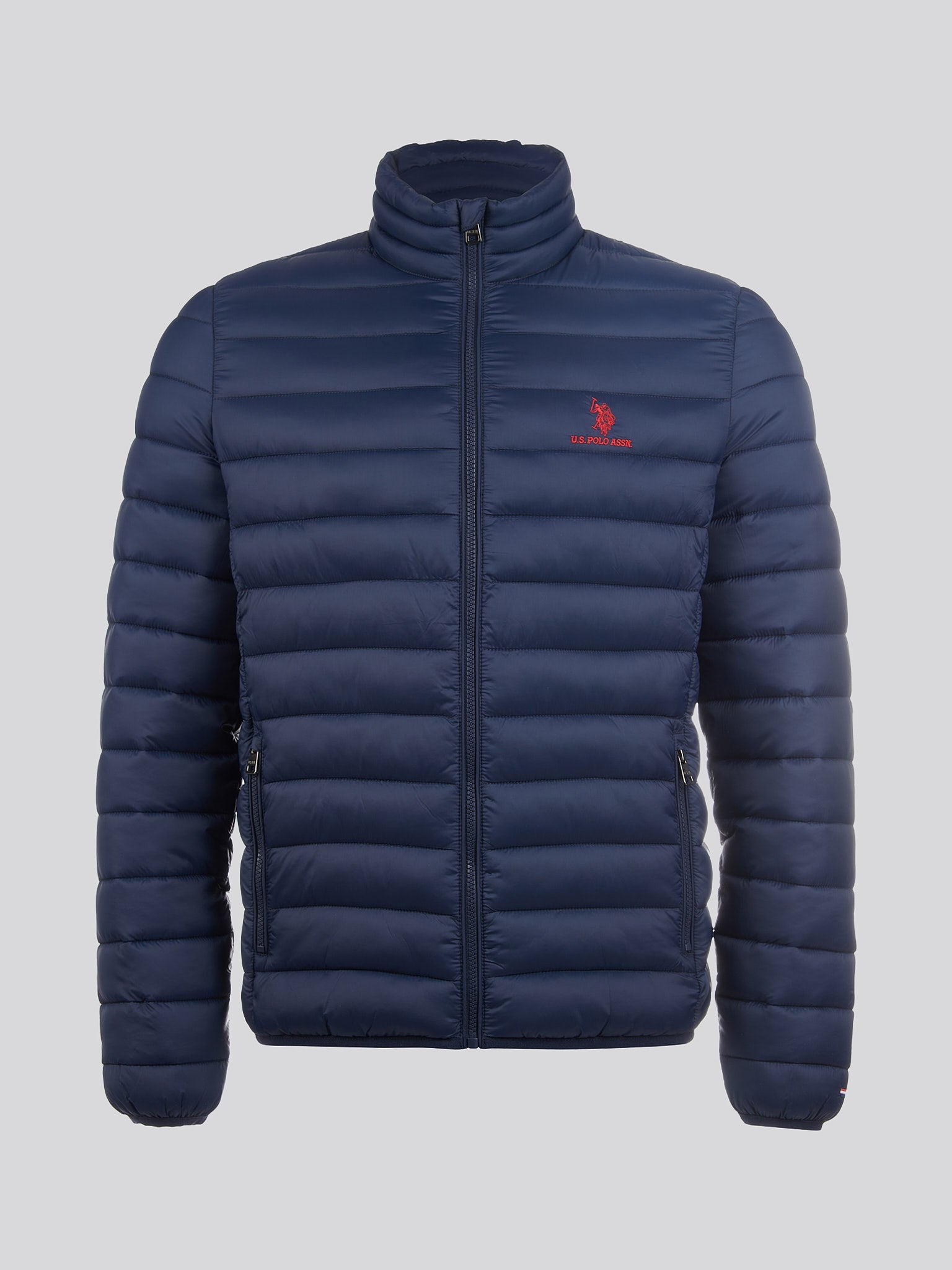 Mens Lightweight Bound Quilted Jacket Dark Sapphire Navy / Haute Red DHM