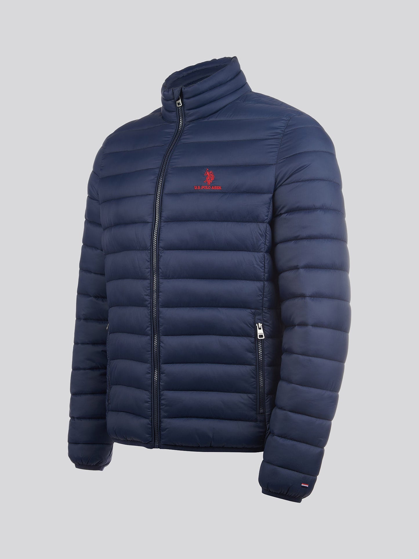 Mens Lightweight Bound Quilted Jacket Dark Sapphire Navy / Haute Red DHM