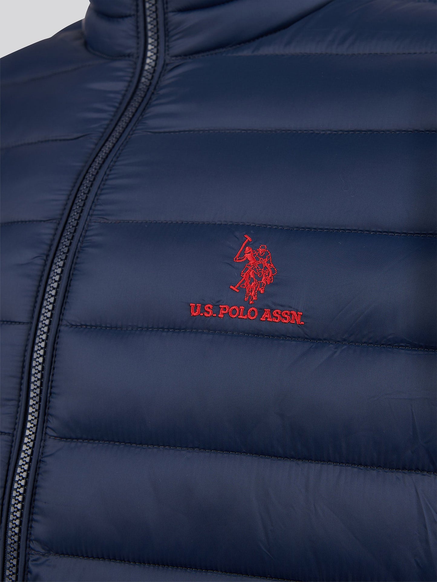 Mens Lightweight Bound Quilted Jacket Dark Sapphire Navy / Haute Red DHM