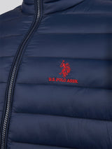 Mens Lightweight Bound Quilted Jacket Dark Sapphire Navy / Haute Red DHM