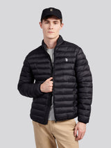 Mens Lightweight Bound Quilted Jacket Black Bright White DHM