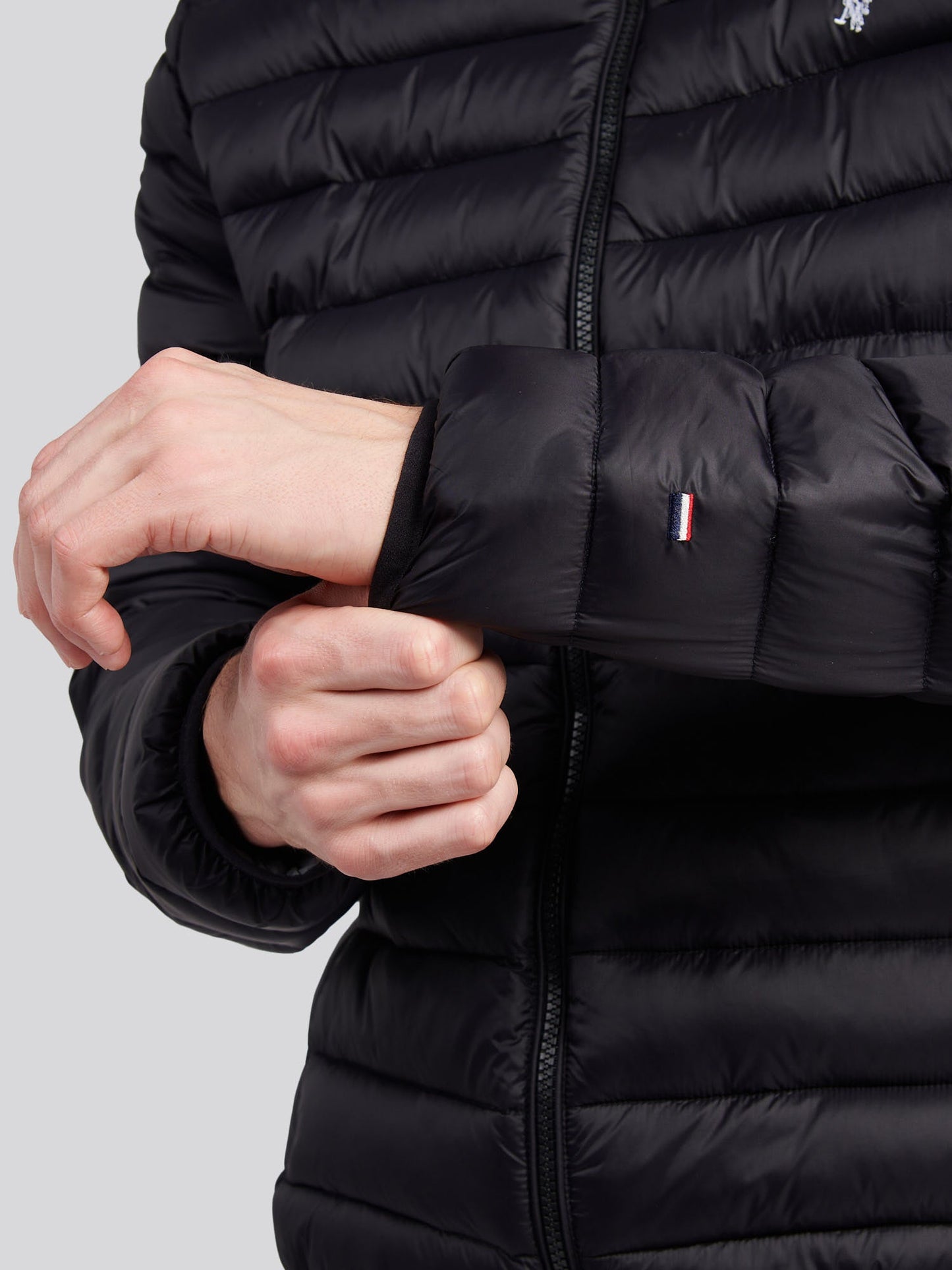 Mens Lightweight Bound Quilted Jacket Black Bright White DHM
