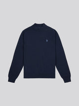 Mens Combed Cotton Turtle Neck in Dark Sapphire Navy / Moonlight Blue DHM