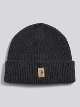 Mens Signature Double Horsemen Knit Beanie in Charcoal Marl