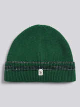 Mens Stripe Tipping Rib Knit Beanie in Pineneedle