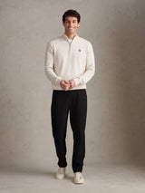 Mens Cotton Quarter Zip Funnel Jumper Birch Marl