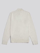 Mens Cotton Quarter Zip Funnel Jumper Birch Marl