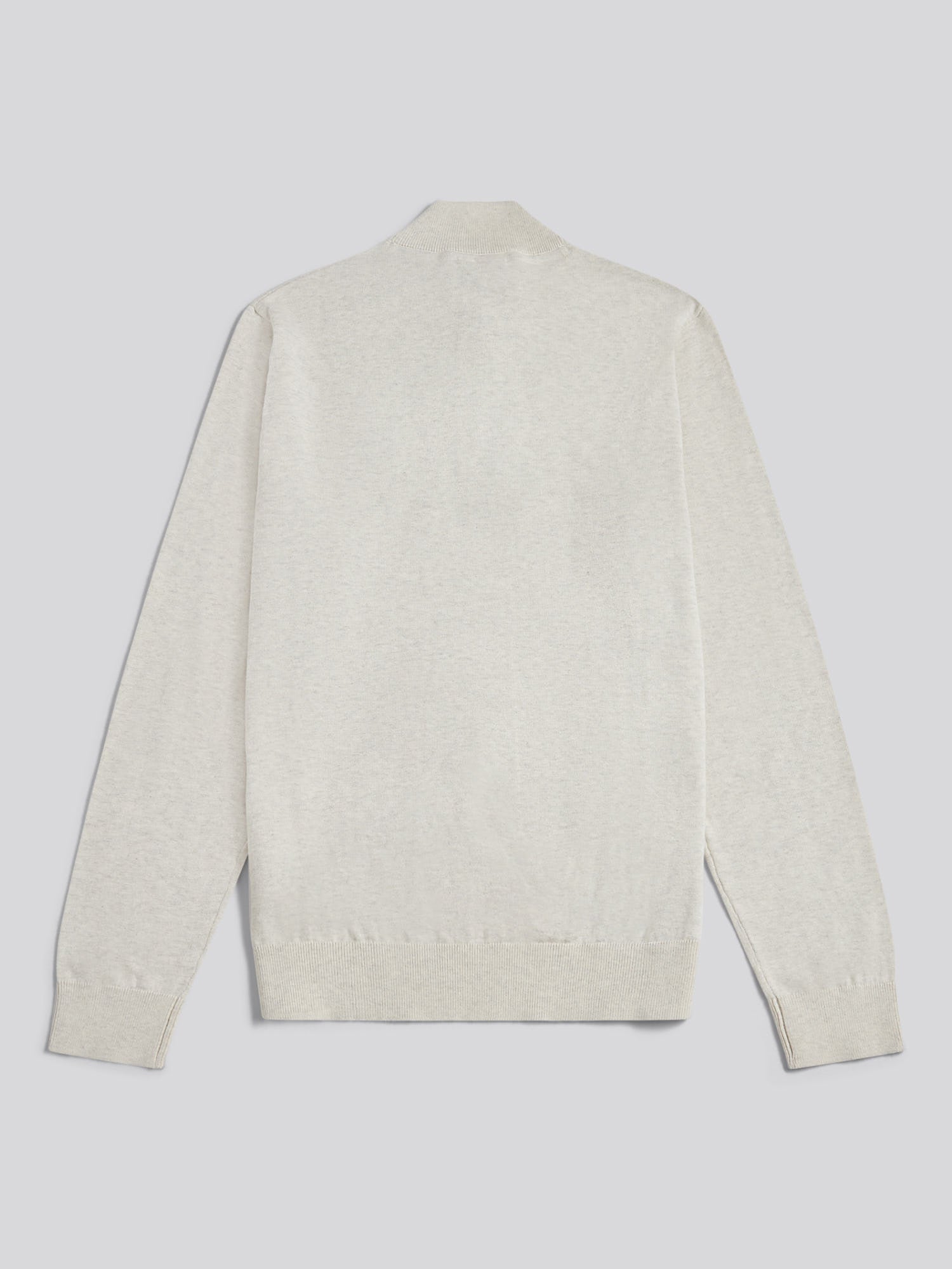 Mens Cotton Quarter Zip Funnel Jumper Birch Marl