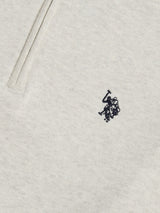 Mens Cotton Quarter Zip Funnel Jumper Birch Marl