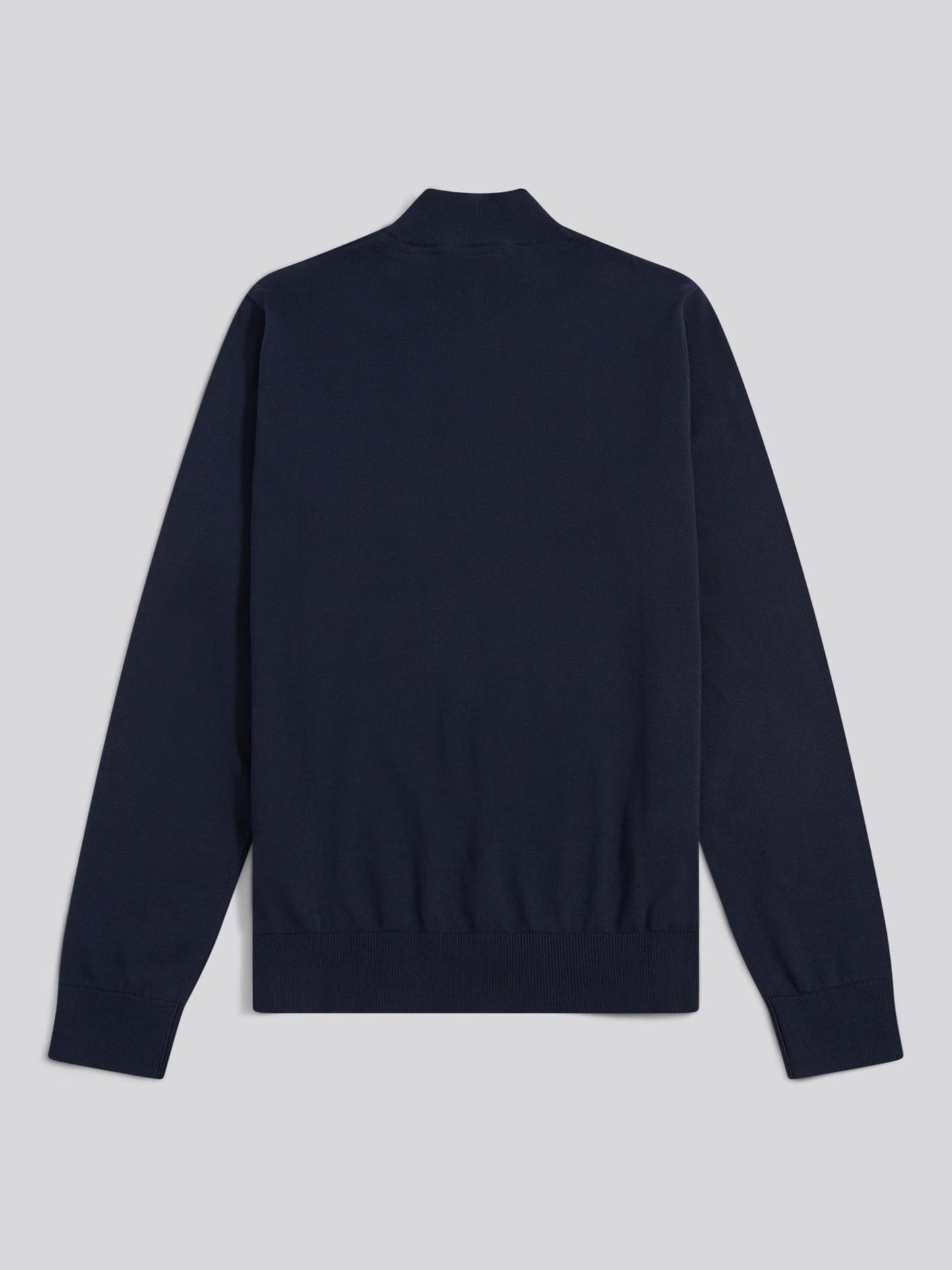 Mens Cotton Quarter Zip Funnel Jumper Dark Sapphire Navy / Haute Red DHM