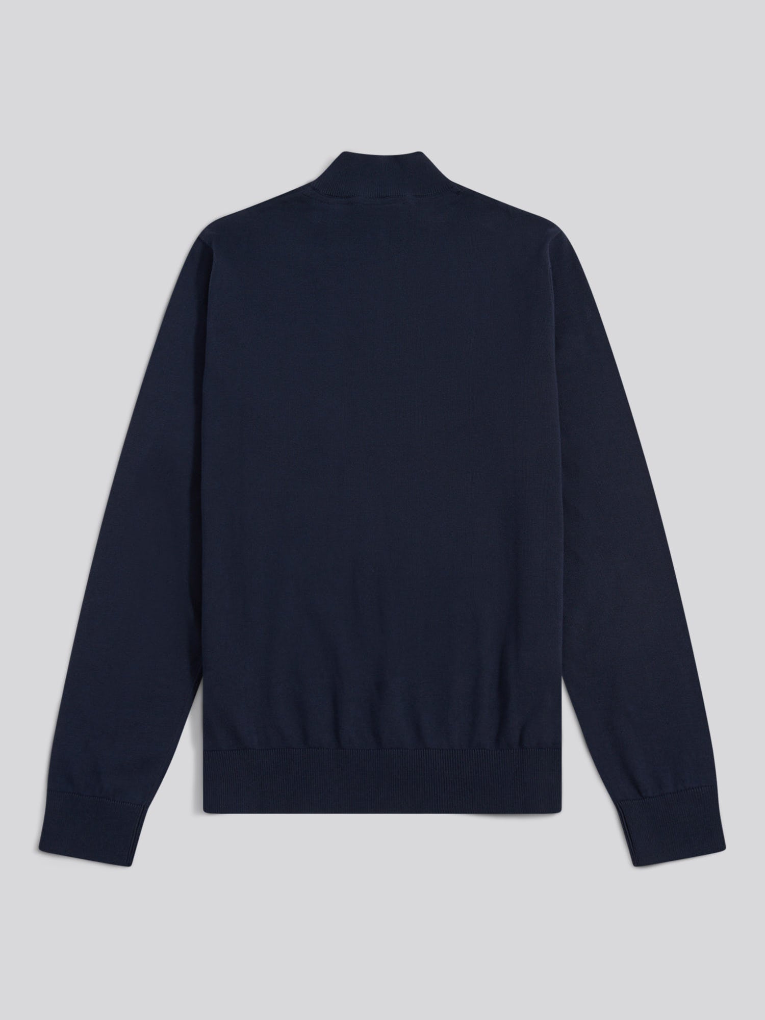 Mens Cotton Quarter Zip Funnel Jumper Dark Sapphire Navy / Haute Red DHM