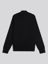 Mens Cotton Quarter Zip Funnel Jumper Black Bright White DHM