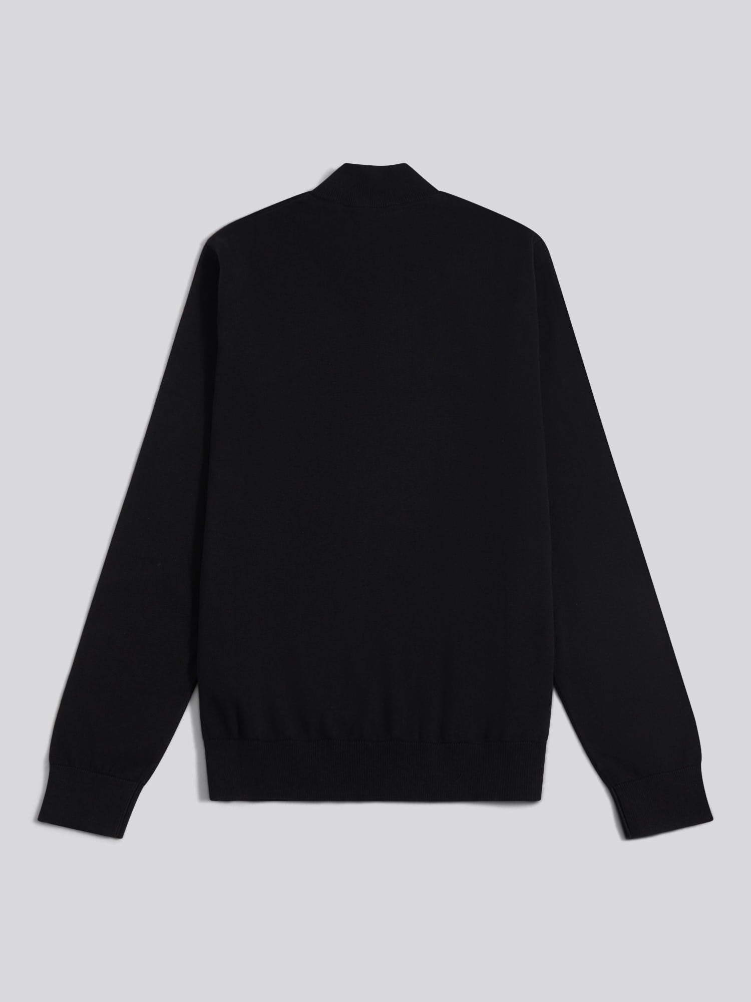 Mens Cotton Quarter Zip Funnel Jumper Black Bright White DHM
