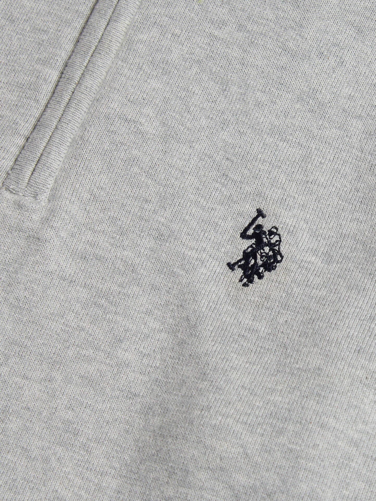 Mens Cotton Quarter Zip Funnel Jumper Mid Grey Marl