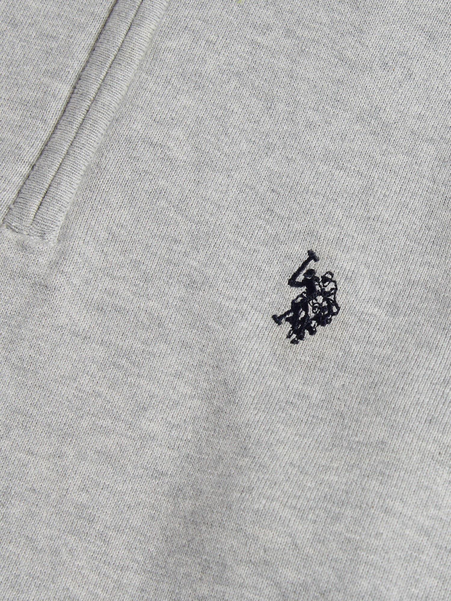 Mens Cotton Quarter Zip Funnel Jumper Mid Grey Marl