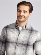 Mens Ombre Check Buttondown Shirt in Black