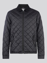 Mens Diamond Quilt Padded Collared Jacket in Black