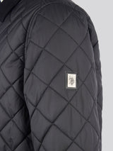 Mens Diamond Quilt Padded Collared Jacket in Black