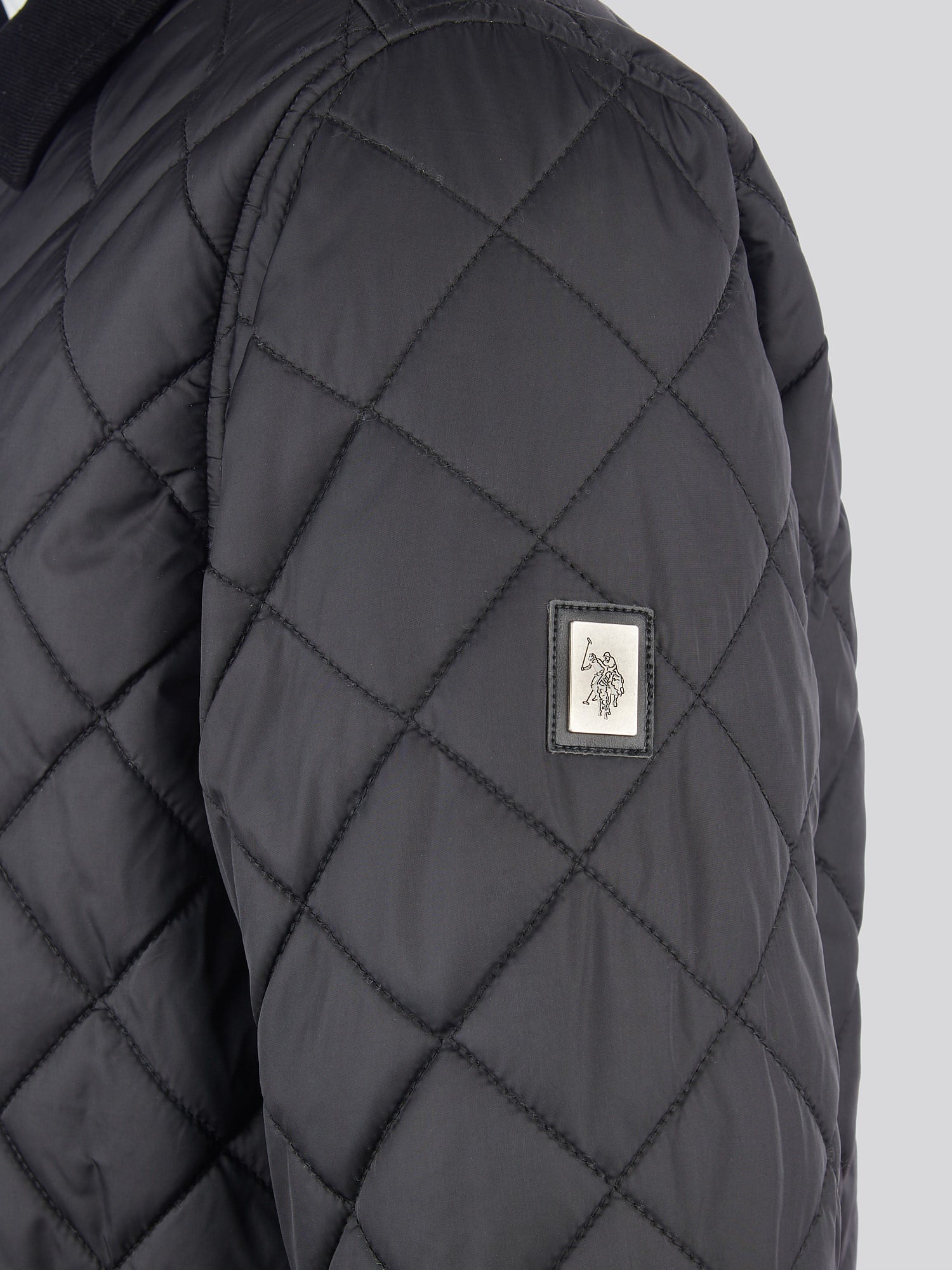 Mens Diamond Quilt Padded Collared Jacket in Black