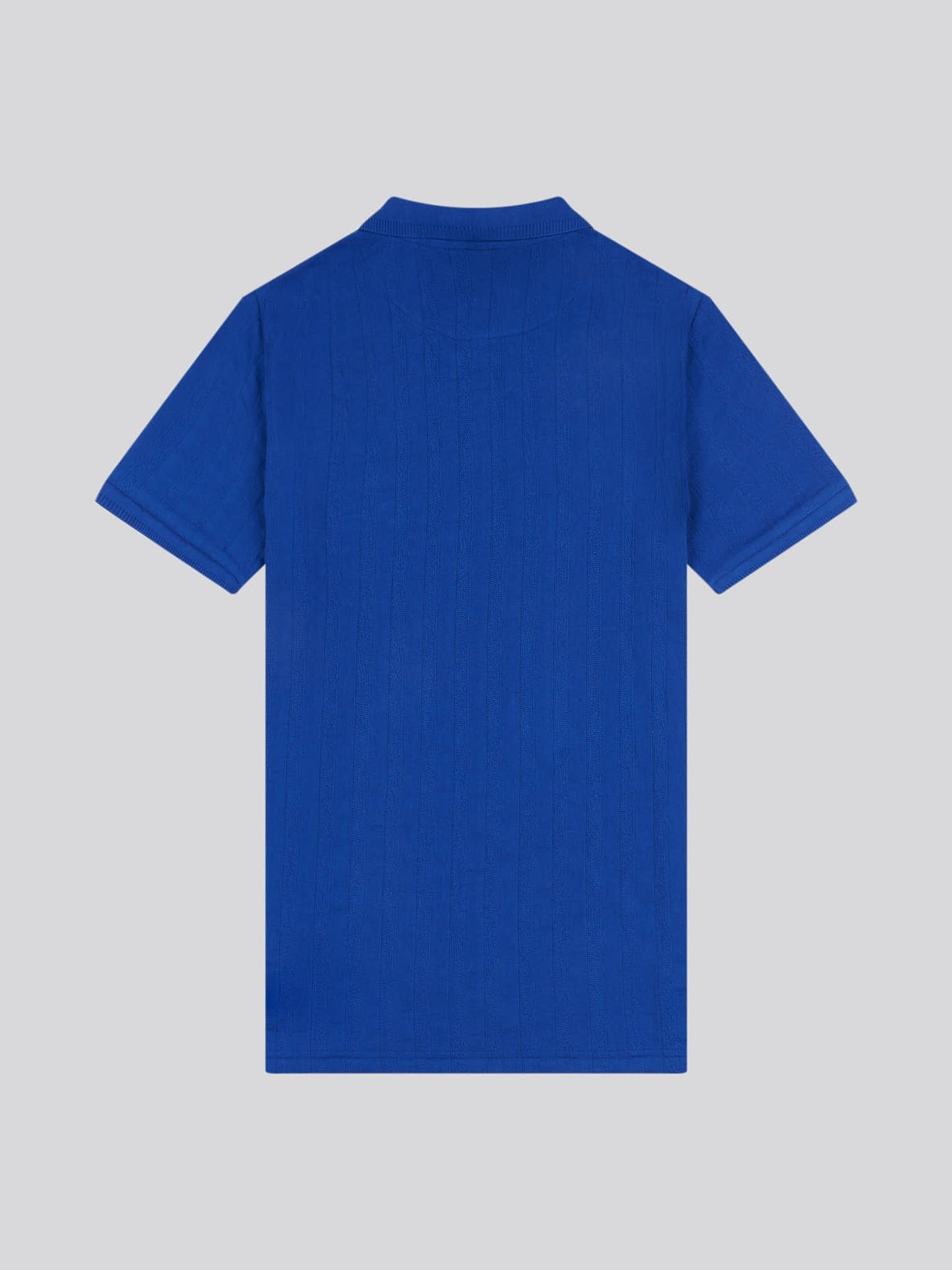 Mens Stripe Textured Zip Polo Shirt in Sodalite Blue
