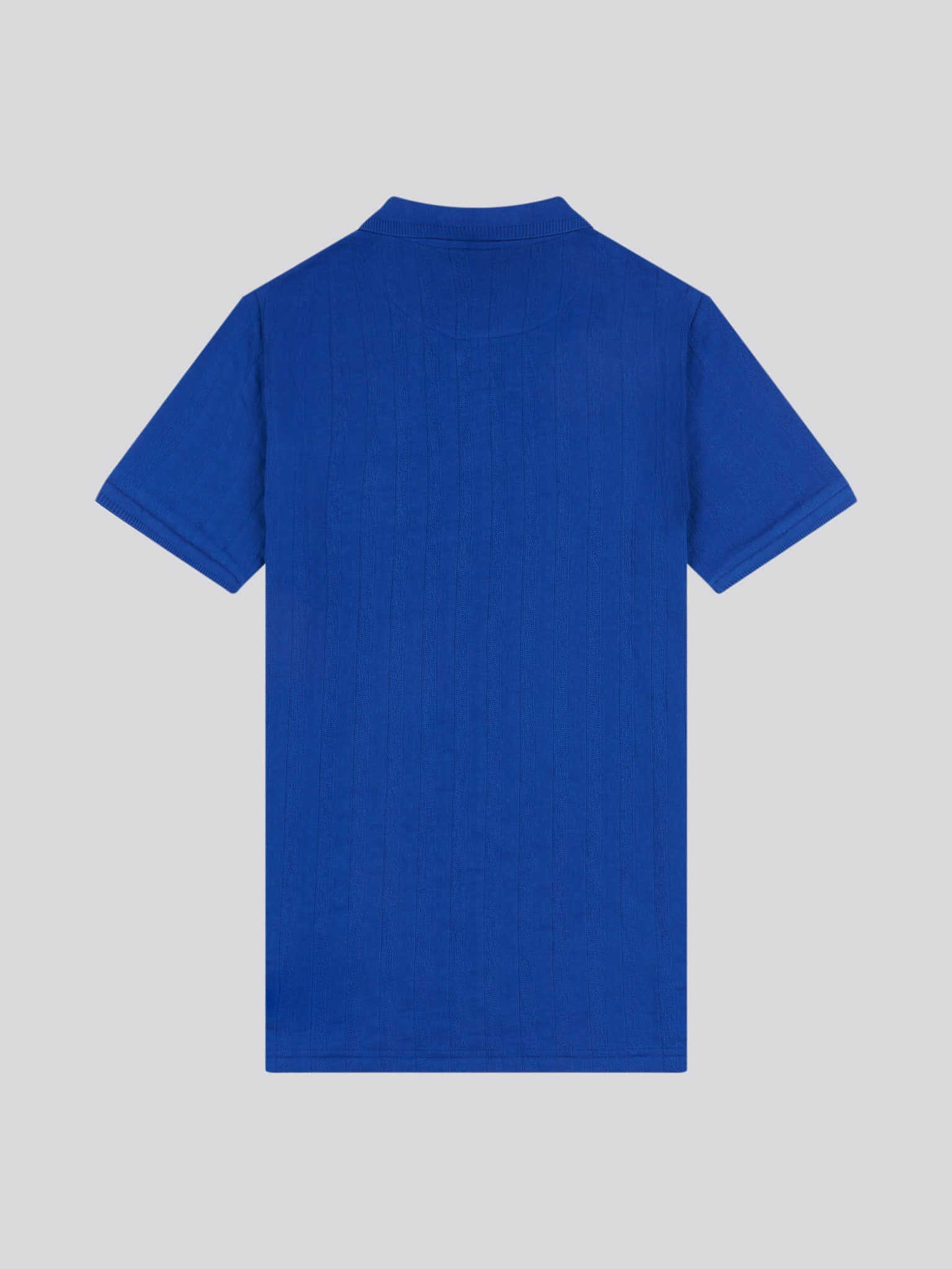 Mens Stripe Textured Zip Polo Shirt in Sodalite Blue